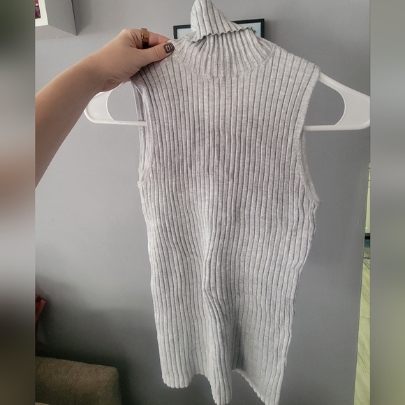 Nwot Express Gray Ribbed Turtleneck Sweater - Picture 2 of 7